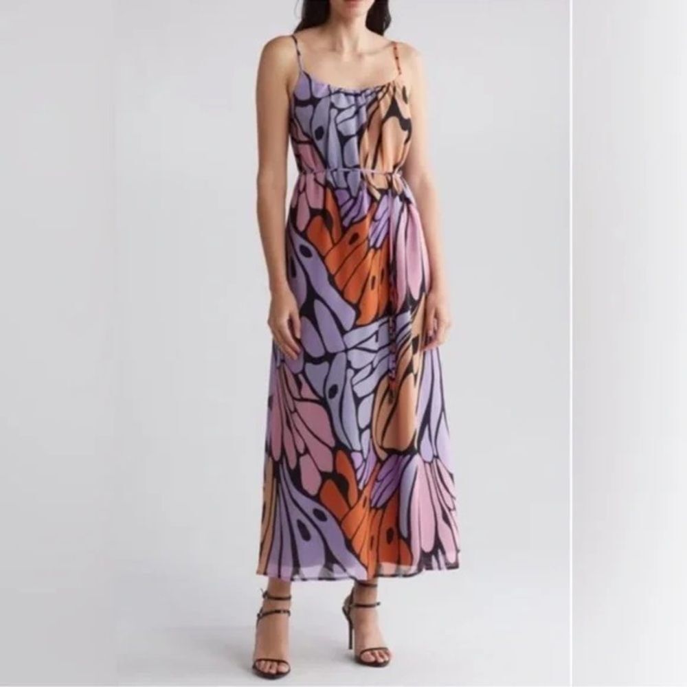 NEW Sam Edelman Butterfly Trapeze Maxi Dress L - Picture 9 of 9